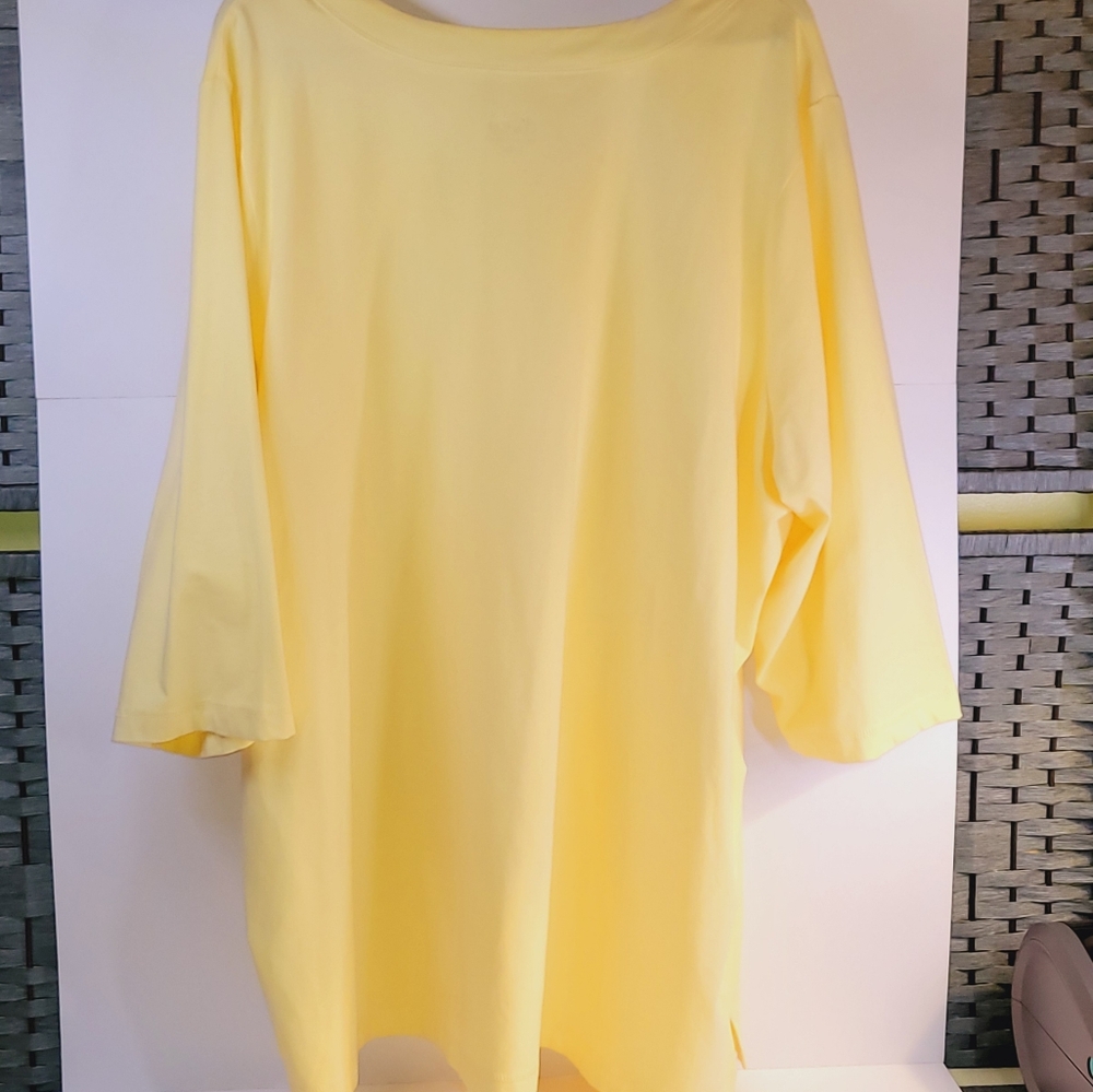 Denim & Company pastel yellow, 3X tunic length top. NWOT - Picture 2 of 5